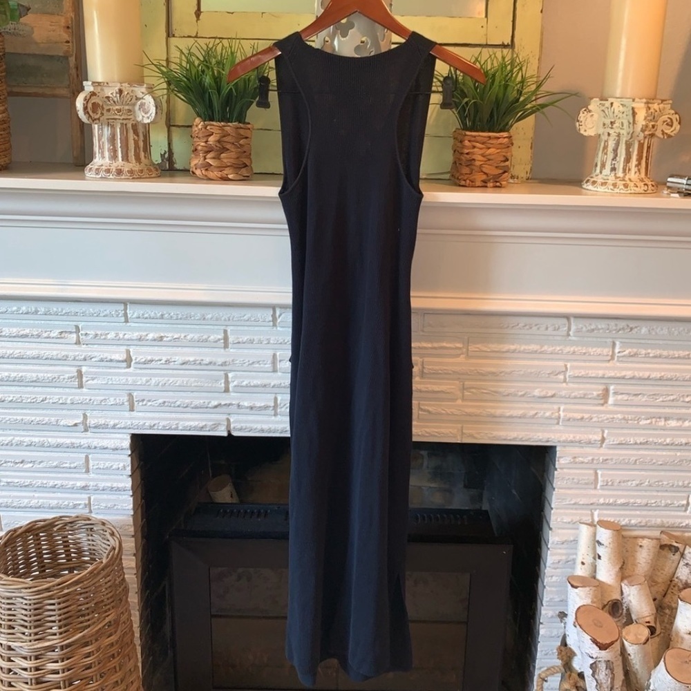 Rag & Bone Navy MICHELLE Plunging V-Neck Knit Tie Waist Midi Sleeveless Dress XS - Picture 4 of 8